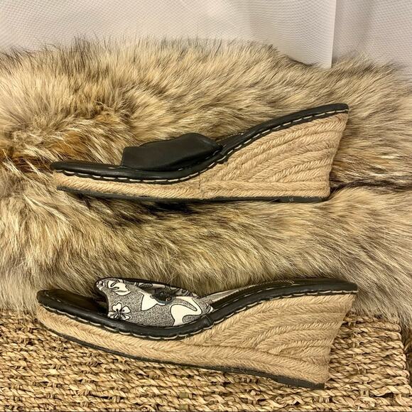 Born Drilles Verano Espadrille Chunky Platform Wedge Floral Sandal Leather Sz 8 - Picture 5 of 9